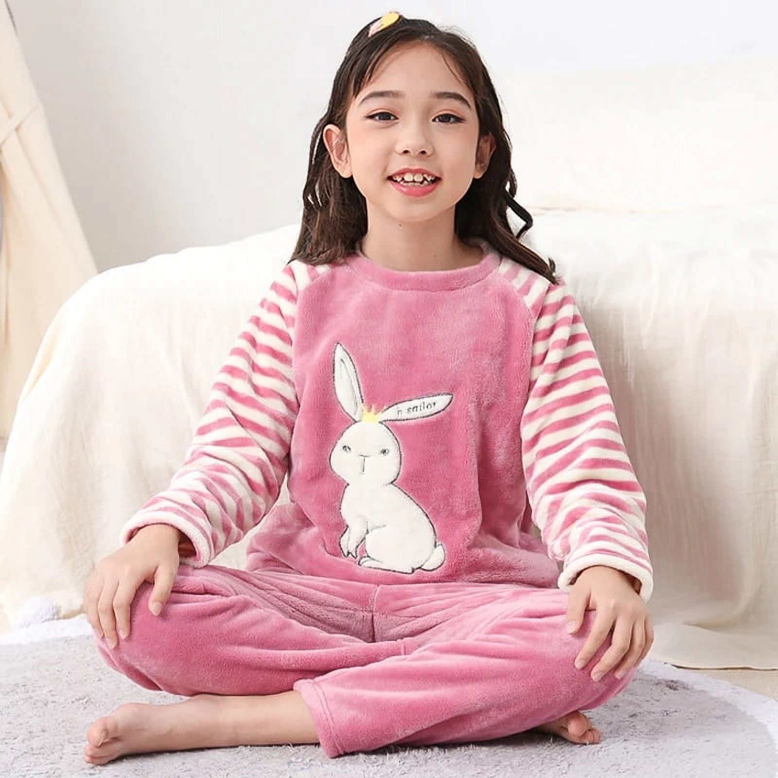 Pyjama Enfant Épais Hiver – Polaire Douce Garçon Fille – Tenue Maison Chaud Velours Corail – Taille 7 Ans Environ - 6