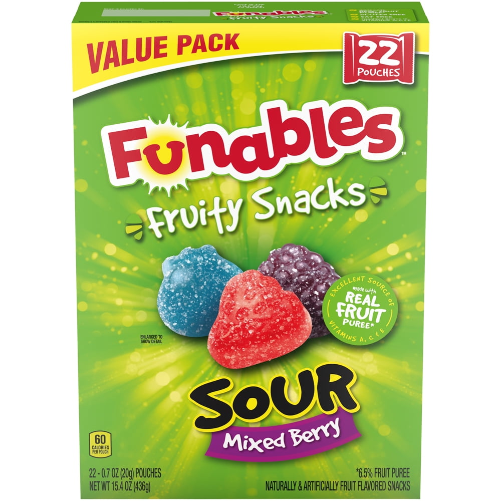 Funables Fruity Snacks Sour Mixed Berry Fruit Snacks, 15.4 oz, 22 Count