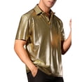 thumbnail image 4 of INSPIRE CHIC Metallic T-Shirt for Men's Sparkle Dots Printed Short Sleeves Shiny Golf Polo Shirts, 4 of 5