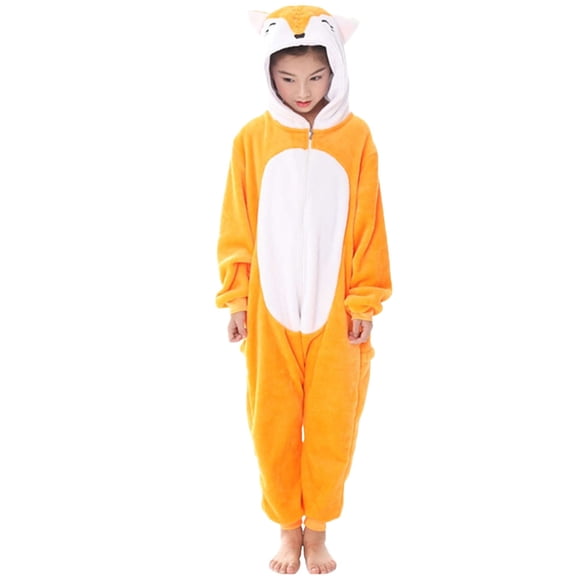 YUEHUA Kids Dinosaur Cos-tume, Animal Fox Onesie Pajamas Cartoon Romper Boy Girl Outfit for Baby Toddler, 9-10 Years