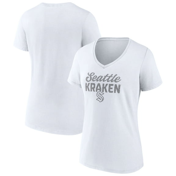 Women's Fanatics Seattle Kraken White Out V-Neck T-Shirt