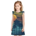 thumbnail image 1 of Fotbe Palm Trees Vestido de Dormir para Niñas de 3 a 10 Años, Mangas Cortas, Estilo Princesa, Pijama Camisón con Mangas Voladas-Large, 1 of 6