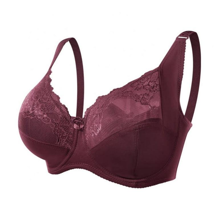Oversized Bras for Women - Thin Lace Gathering Solid Color Soft Breathable  Simple Adjustable Bralette Large G Cup Full Coverage Bra(2-Packs)