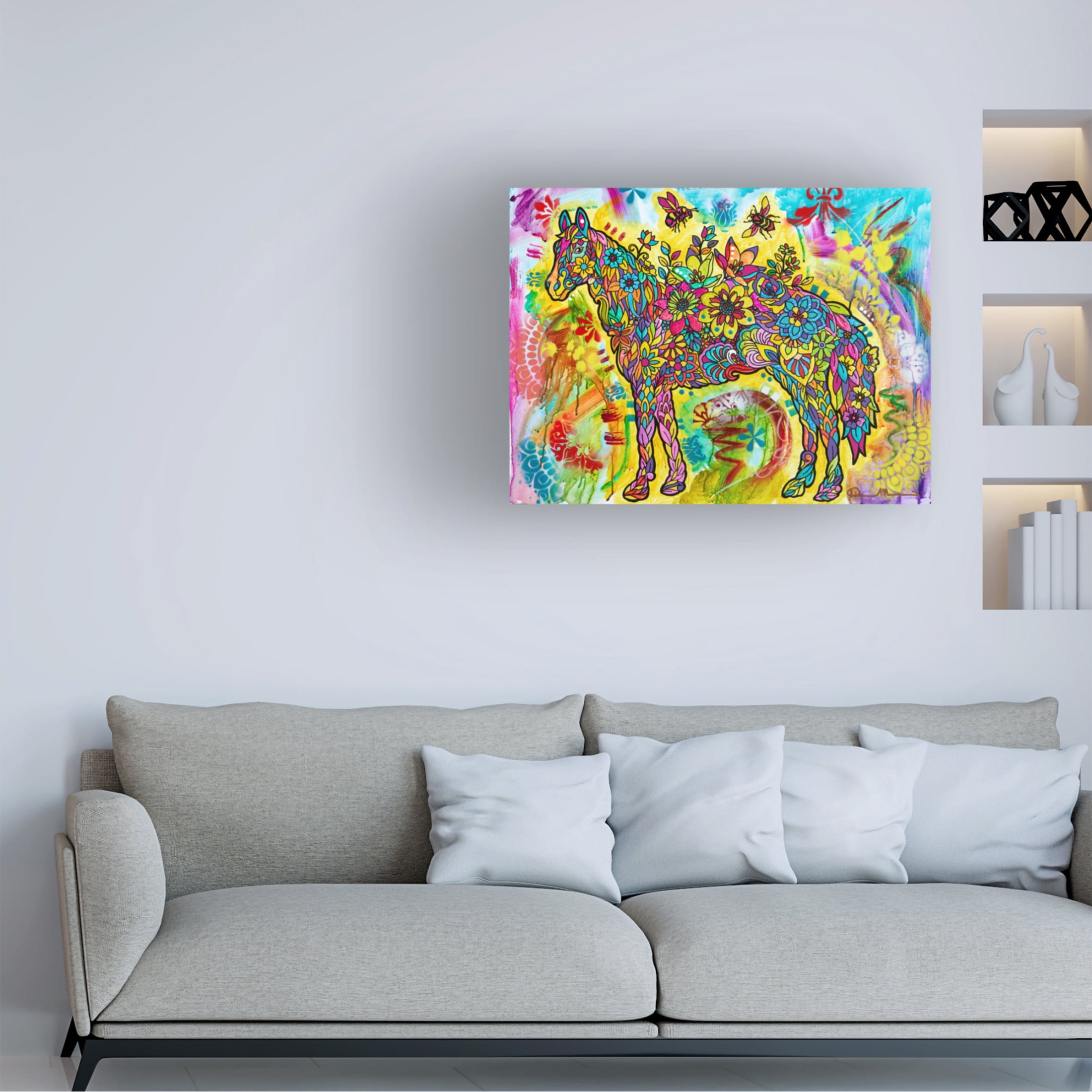 Canvas Wall Art - Dean Russo 'Flower Horses' Wall Art for Living Room, Bedroom, or Office Décor by Trademark Fine Art - 32 x 24 Inches