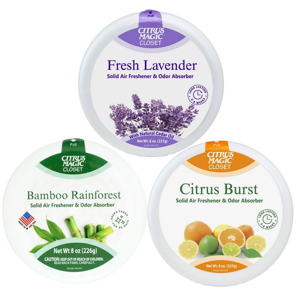 Citrus Magic For Closets Odor Absorbing Solid Air Freshener, Assorted Fragrances, 8-Ounce, Pack of 3