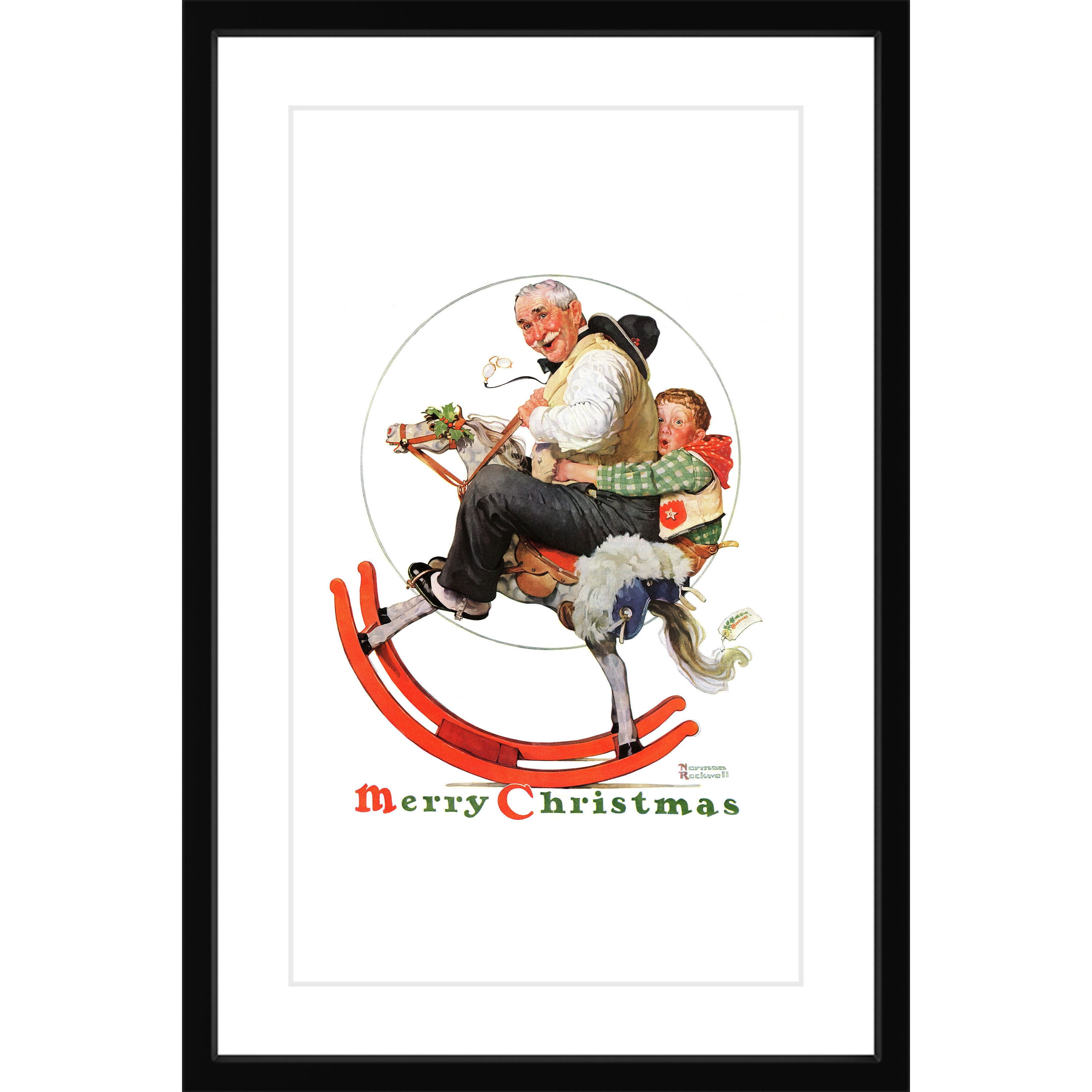 Marmont Hill "Gramps on Rocking Horse" by Norman Rockwell Framed Art Print