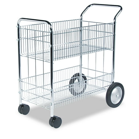 Fellowes Chrome-Plated Wire Mail Cart, 200 lb capacity