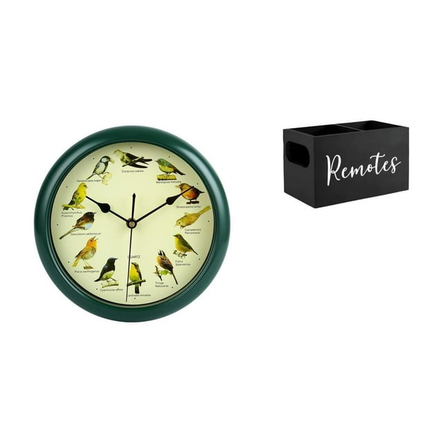 Reloj de pared con marco verde melódico y soporte de control remoto , organizador para dormitorio, sala de estar, oficina, regalo de in