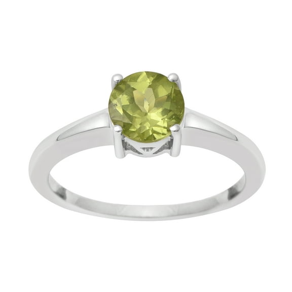 Mooneye 925 Sterling Silver Round Green Peridot Solitaire Women Valentines Day Gifts Ring