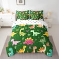 thumbnail image 2 of Feelyou Funny Cartoon Dino Bedding Comforter Set 7pcs for Kids, Cute Dinosaur Lover King Bedding Sets, Leaf Plant Botanical Reversible Bed Sheets, Microfiber Bedroom Decor, 2 of 8