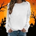 thumbnail image 2 of Halloween Sweatshirt for Women Dressy Rhinestone Ghost Pumpkin Pullover Crewneck Long Sleeve Tops Loose Fit Soft Funny Holiday Tees, 2 of 5