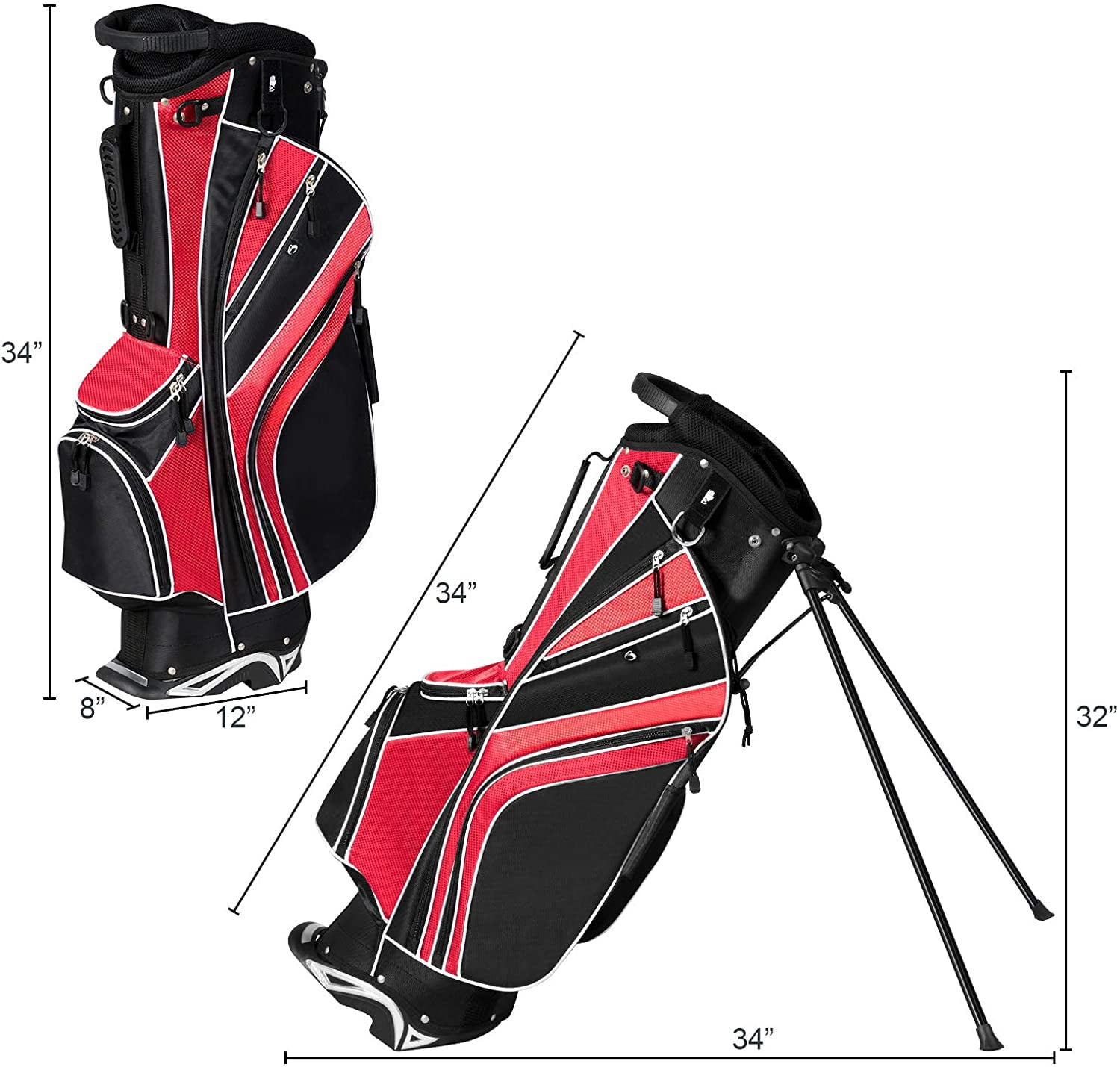 Neatifyes Golf Stand Bag with 6 Way Top Dividers, Lightweight Golf Bag with Adjustable Dual Strap & 8 Pockets, Waterproof Rain Hood, Portable for Men Women