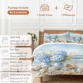 thumbnail image 6 of 3 Piece Hydrangeas Flowers Duvet Cover Set California King,Microfiber Comforter/Quilt Cover with Corner Ties and 2 Pillowcases,Coastal Seaside Starfish Summer All Season Bedding with Zipper Closure, 6 of 8