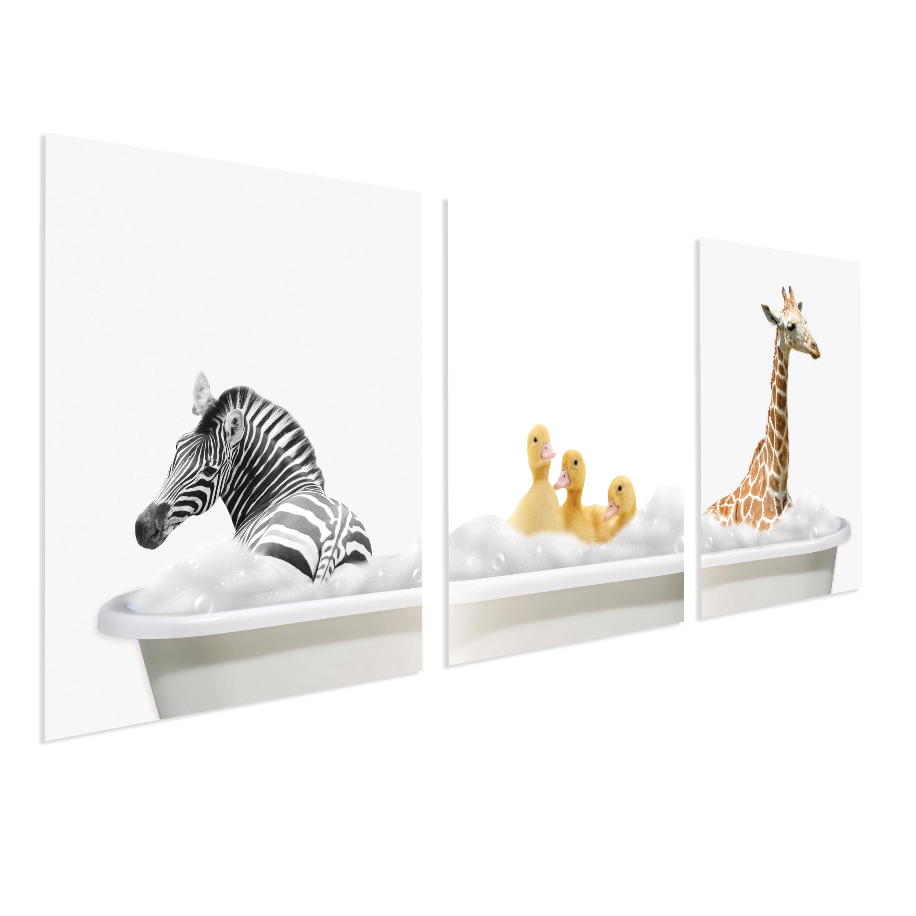 (2 pack) DesignOvation Baby Animal in Tub Unframed Art Print 8” x 10” Set of 3 by The Creative Bunch Studio