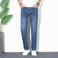 thumbnail image 2 of Men's Ice Silk Light Straight Fit Elastic Casual Pants Jeans, 2 of 4