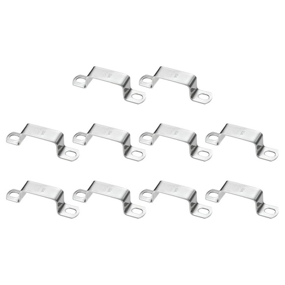 10pack Square Pipe Clamp 40x20mm 304 Stainless Steel Tube Buckle, Silver
