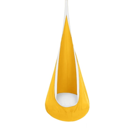 Swing Indoor and Outdoor Pod Hammock Chair Seat Upgrade Max 300 lbs Hanging Swing with Inflatable Cushion Includes Hardware Hanger Kit(Lemon Yellow)