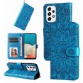 thumbnail image 1 of Mantto for Samsung Galaxy A53 5G Wallet Case,[Kickstand][Wrist Strap][Card Holder Slots] Flower Floral Embossed PU Leather Flip Cover for Galaxy A53 5G Case, Blue, 1 of 9