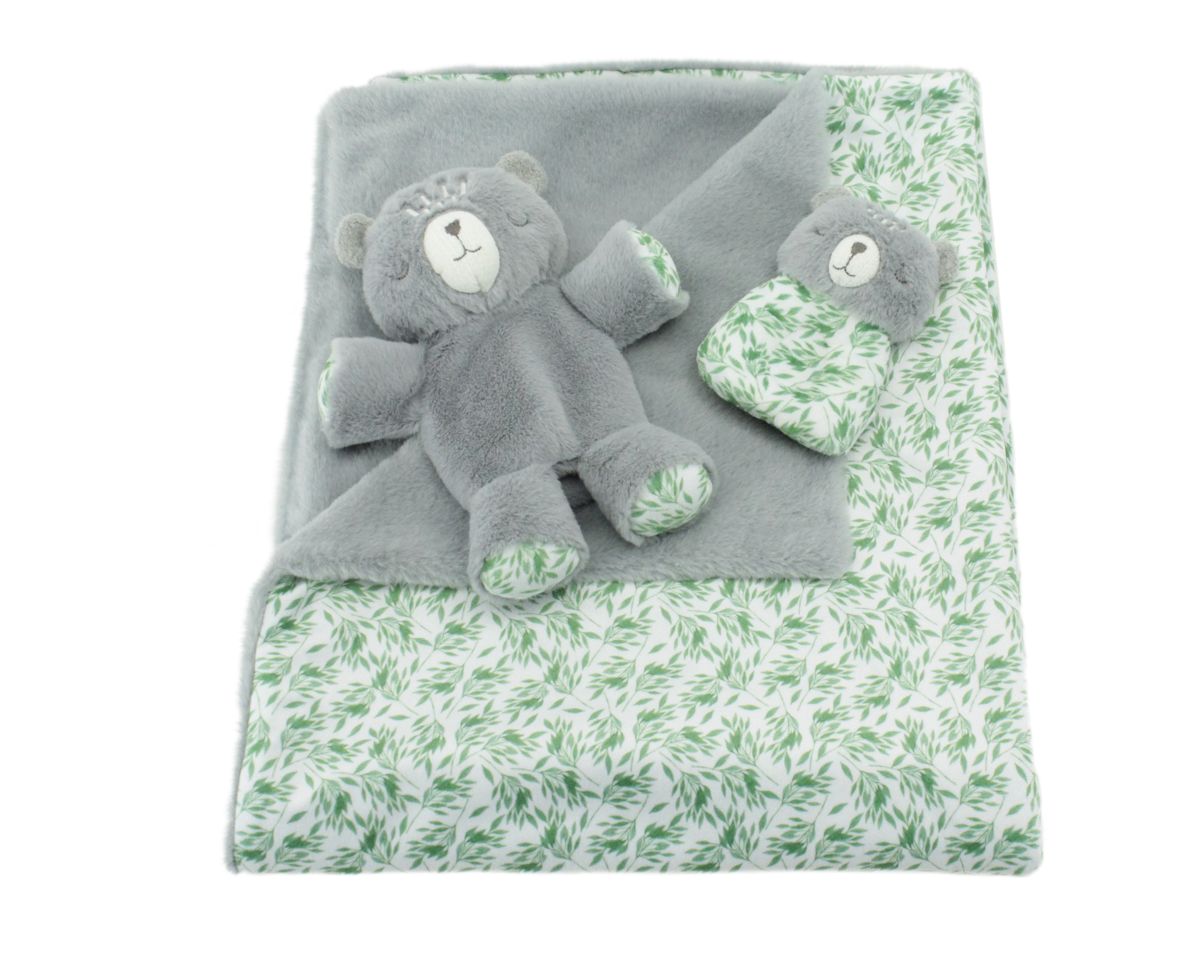 Animal Adventure® | Little Daydreamers™ | Enchanted Forest Greenery Collection | 3-Piece Baby Gift SetBear Unkie, Greenery Print Blanket