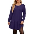 thumbnail image 4 of UVN Fall Dresses for Women Winter Long Sleeve Crewneck Oversized Casual Pullover Patchwork Sweatshirt Dress, 4 of 9