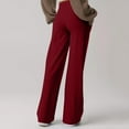 thumbnail image 3 of ManxiVoo Women's High Waisted Ribbed Flare Leggings Yoga Pants with Wide Leg Lounge Trousers for Women Buttery Soft Comfy Everyday Wear M Size Wine, 3 of 8