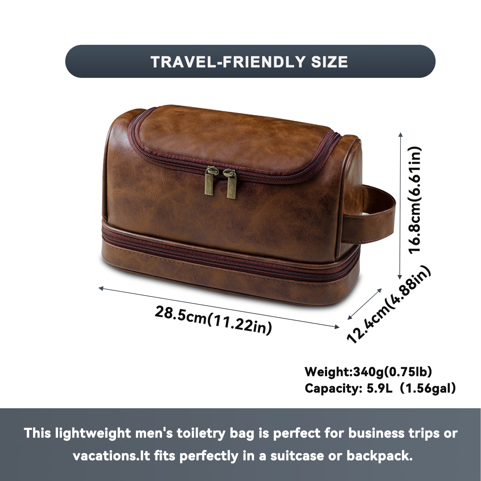 Toiletry Bag for Men, Large Leather Travel Pouch Bag with Hanging hook,Travel Essentials Dopp kit, Men's Shaving Grooming Kit,Gifts for Father, Dad, Boyfriend, Grandpa, Shaving Kit