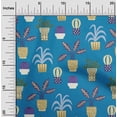 thumbnail image 2 of oneOone Cotton Silk Blue Fabric Flower Pots Motif Dress Material Fabric Print Fabric By The Yard 42 Inch Wide, 2 of 4
