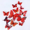 thumbnail image 3 of 12 Pcs Butterfly Wall Decor,3D Butterflies Stickers,Double Layer Butterfly Decorations,Reusable Butterfly Wall Decals,Butterflies Sticker with Magnets for Home Bedroom,Room Decoration,Red, 3 of 7
