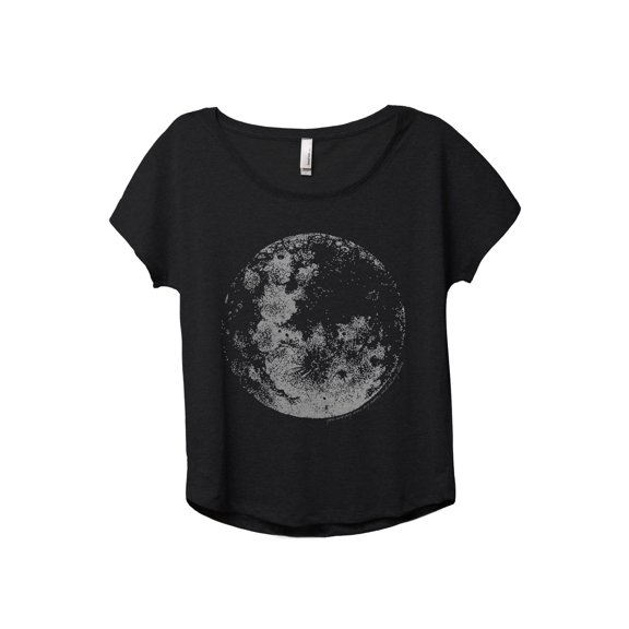 Full Moon Women's Fashion Slouchy Dolman T-Shirt Tee Heather Black 3X-Large