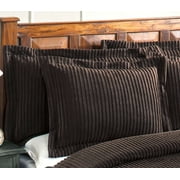 Better Trends 26"x 26" Euro Pillow Sham 100% Cotton Pillow Cover Stripe Design Machine Washable (Chocolate) Jullian Collection