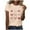Beige A, variant on Womens Summer Tops Valentina Bowknot Ribbon Print Crewneck Short Sleeve Shirt Party Holiday Fashion Blouses