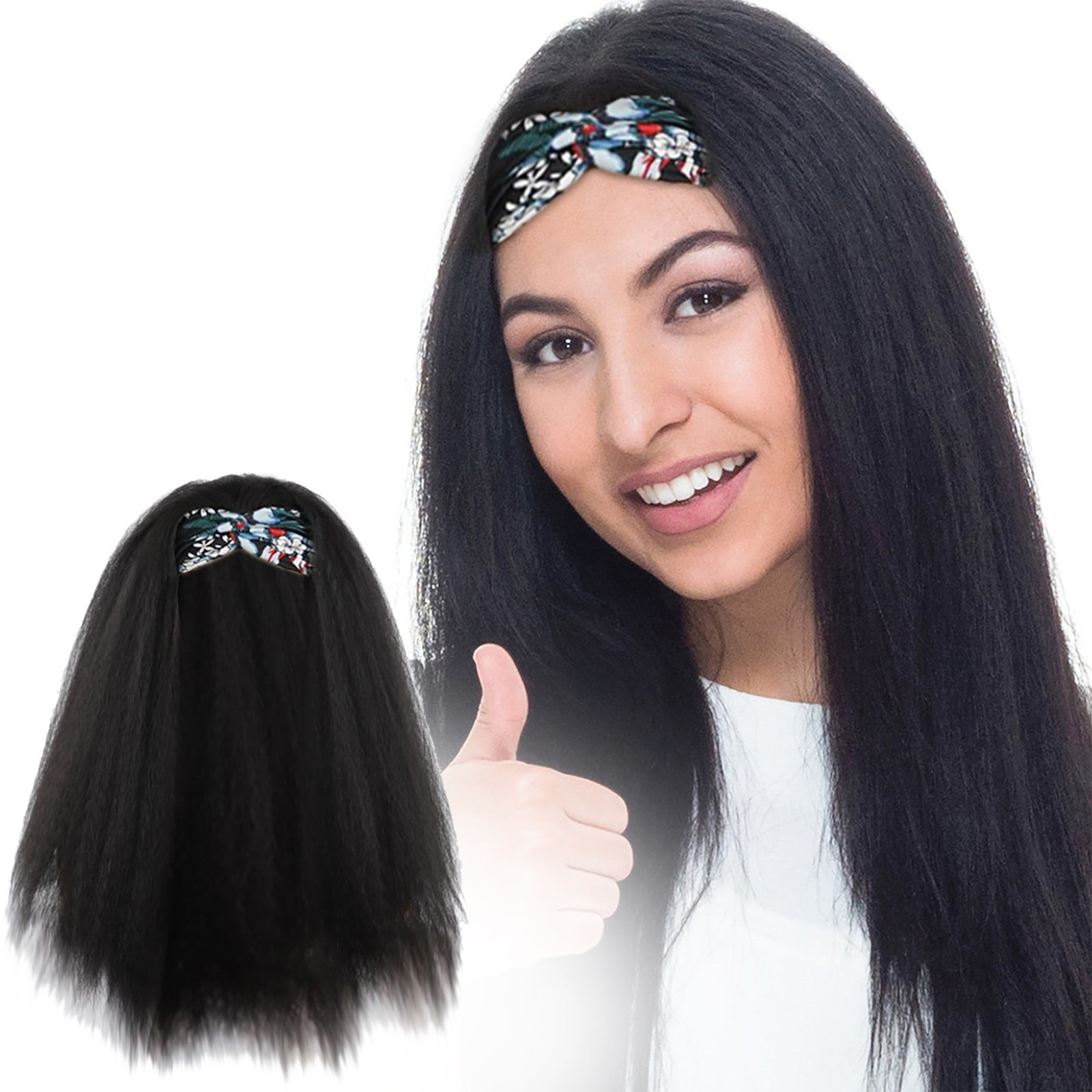 Follure Straight Headband Wig For Black Women Long Straight Wig With Black  Headband - Walmart.com