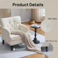 thumbnail image 4 of HomePerch Upholstered Tufted Accent Chair, Mid-Century Modern Button-Tufted Armchair with Studded Trim, Linen Fabric Reading Chair for Bedroom or Living Room, Beige, 4 of 11