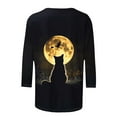 thumbnail image 4 of Uootdi Womens Halloween Black Cats Full Moon Funny Animal Printed Long Sleeve Sweater Crew Neck Sweatshirt Fall Pullover Black Womens Tops, 4 of 4