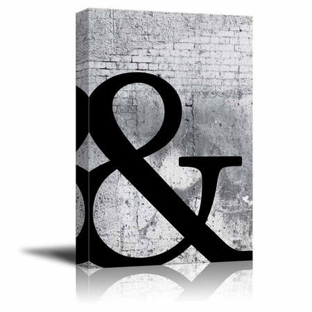 wall26 Canvas Wall Art - The Letter & (and Symbol) on Shabby Wall - Giclee Print Gallery Wrap Modern Home Decor Ready to Hang - 16