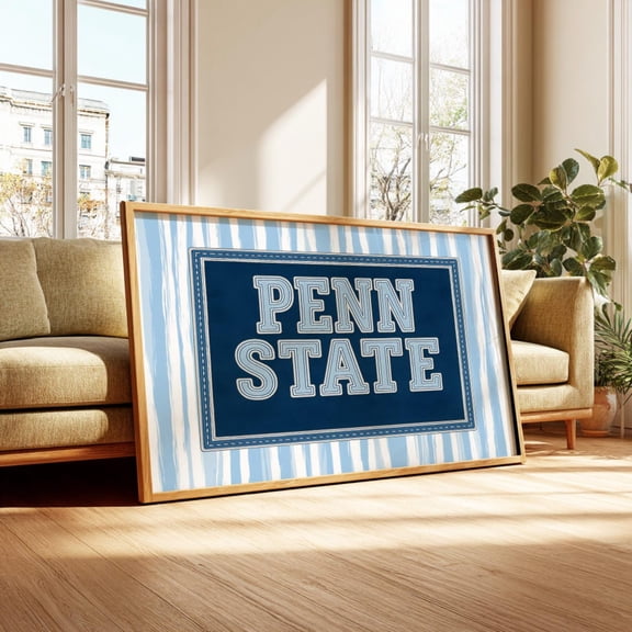Penn State Poster Wall Art – Blue Collegiate Typography Print, Preppy Dorm Room Decor, Unframed Poster Size 8x12 F03.1.22l981
