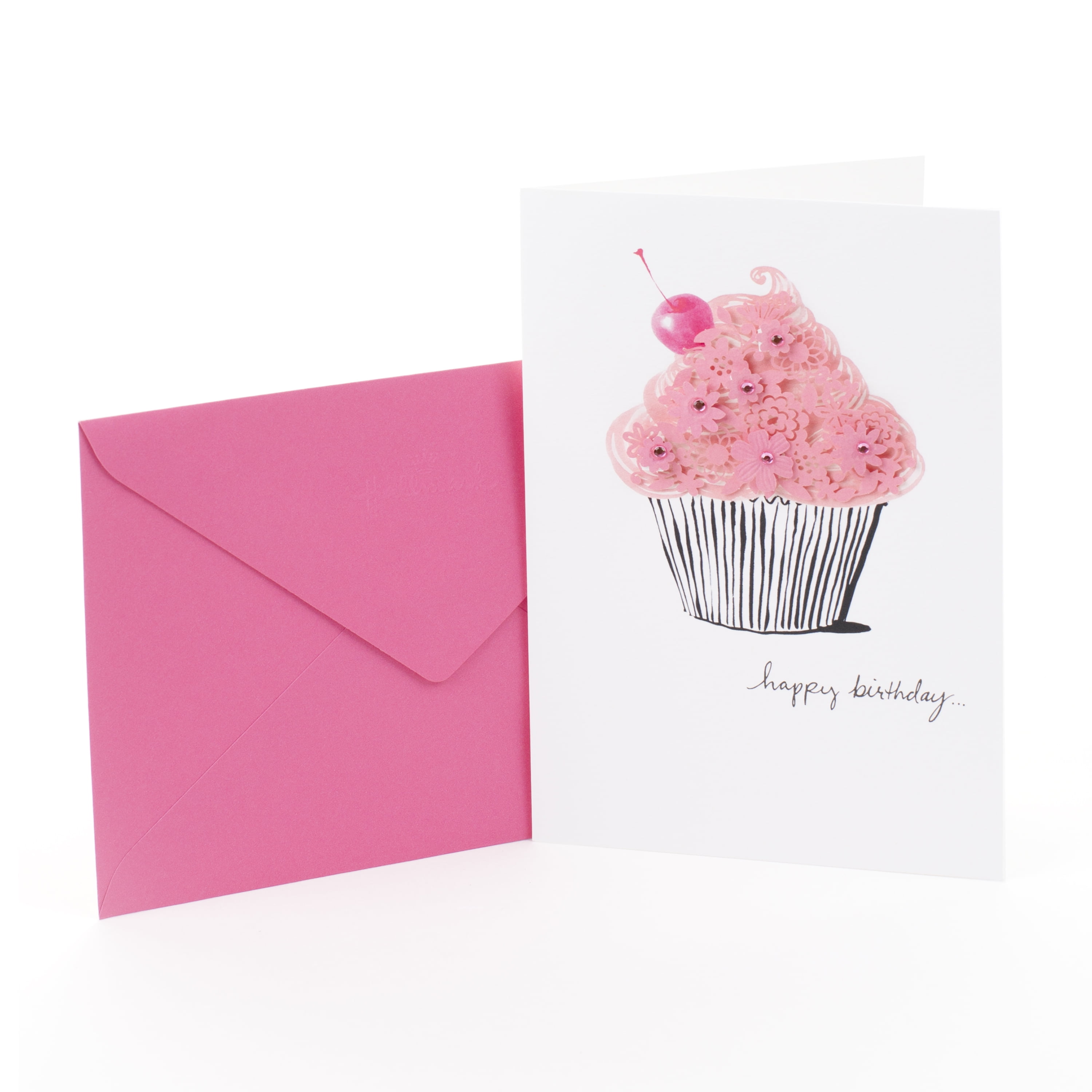 hallmark signature birthday card pink cupcake walmart