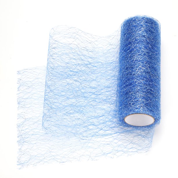 Rollos de tela de tul de luna y estrella, cinta de tul de nylon de 6" x 10 yardas, tela de tul brillante para falda de tutú de bricolaje, azul oscuro