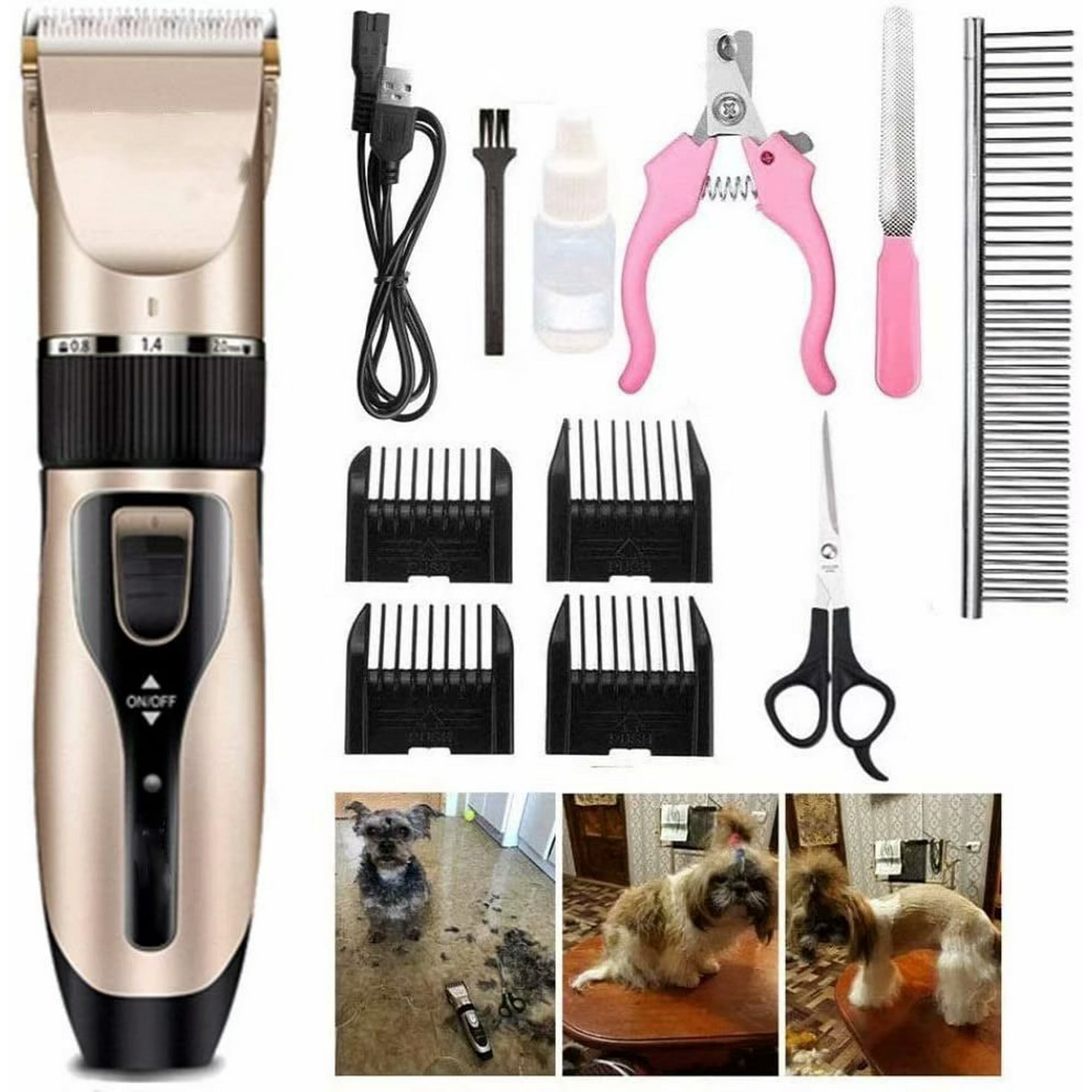 Cribun Dog Shaver Clippers Low Noise Rechargeable Cordless Electric Quiet Hair Clipper Grooming Kit Set Professional Dog Hair Trimmer Long Short Hair