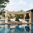 thumbnail image 3 of EastVita 10X13 Beige Pergola Retractable Canopy Side Mesh Aluminum Frame Structure for Backyard Garden Deck Patio, 3 of 10