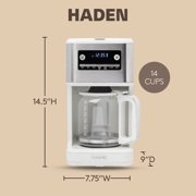 Haden Generous Brew 14 Cup Programmable Digital Coffee Maker, Ivory/Chrome