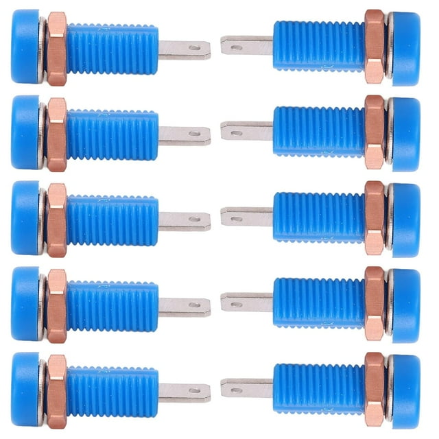 HUGFEGWE 10PCS 4mm Banana Jack Socket Female, Connector Panel for Electronic Instrument (Blue) U2536-25703