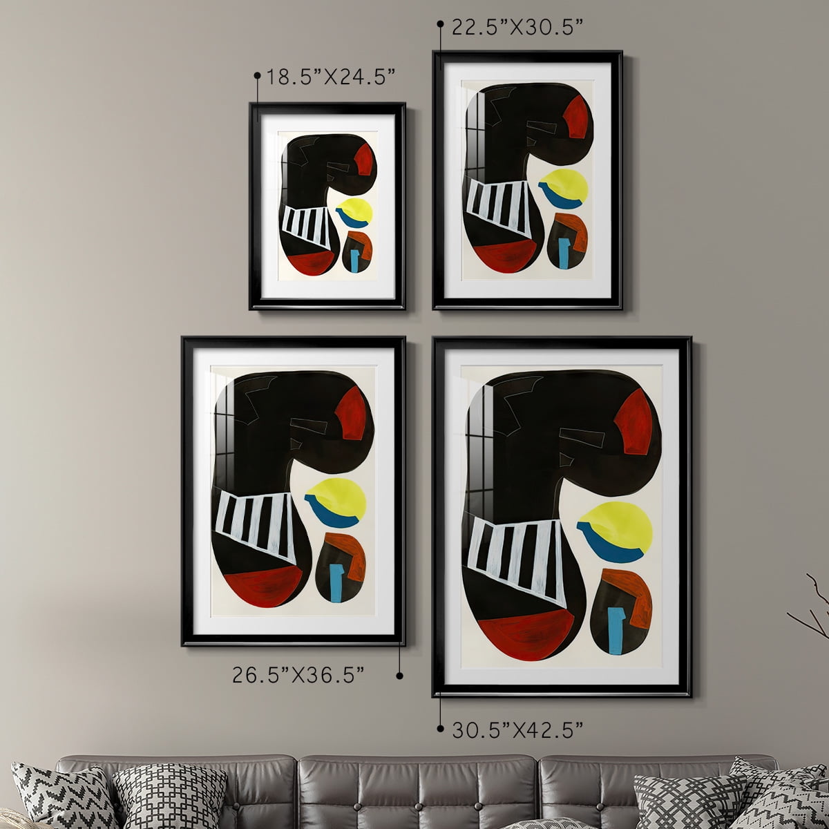 Wexford Home Barcelona I Premium Framed Print, 30.5" x 42.5" - Ready to Hang, Black (Set of 2)