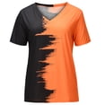 thumbnail image 4 of Odeerbi Womens Tops Dressy 2025 Casual Blouse Trendy V-Neck Short Sleeve Print T-shirt Orange, 4 of 8