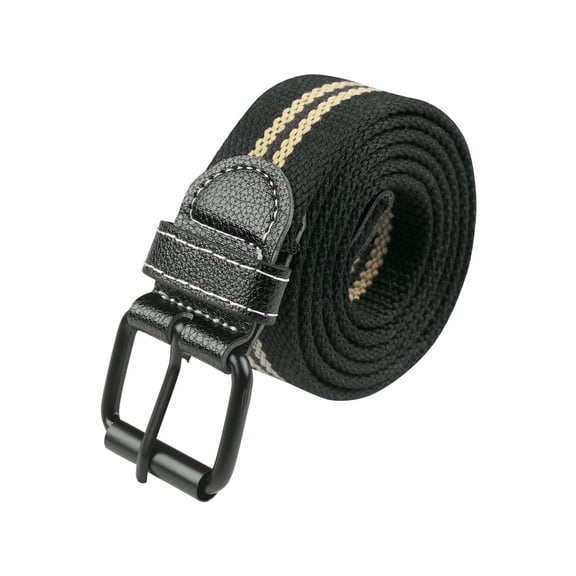 INSPIRE CHIC Unisex Canvas Belt Classic Black Buckle All-Match Casual for Pants Braided Belts Black 120x3.8/47.2x1.5"
