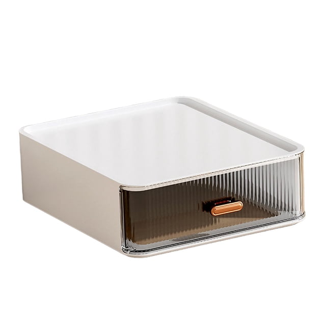 Caja de cosméticos de escritorio multifunción de gran capacidad para tocador y encimera. Blanco