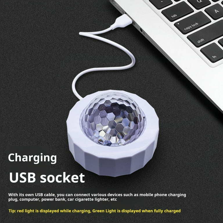 Walbest Adjustable Car Disco Ball Super Bright USB Rechargeable Mini Size  Portable Sound Activated Multicolor Car Disco Light