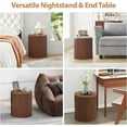 thumbnail image 6 of AVZEAR Fluted Round Side Table with Storage, Small Mid Century End Table Fluted Nightstands, Modern Circle Bedside Tables Wood Night Stand for Small Spaces, Living Room, Bedroom (Rustic Walnut), 6 of 18