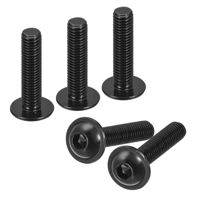 Uxcell Flanged Button Head Socket Cap Screws, 25 Pcs M8x40mm - 304 Stainless Steel Socket Drive Fasteners Bolts, Fully Thread Machine Screws (Black)