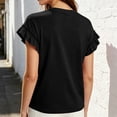 thumbnail image 5 of BUIGTTKLOP Womens Summer Tops Ruffle Short Sleeve Shirts Round Neck T Shirts Solid Color Blouses, 5 of 8
